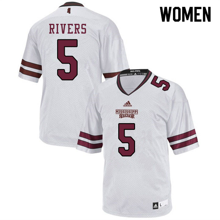 Women #5 Chauncey Rivers Mississippi State Bulldogs College Football Jerseys Sale-White - Click Image to Close